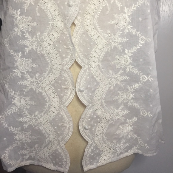 Ralph Lauren Cream Sheer Lace Button Vest - Picture 3 of 7